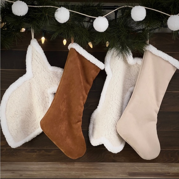 NWT Handmade Tan Sherpa Luxury Reversible Christmas Stocking - Picture 1 of 8